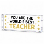Worlds Best Teacher Acrylic Plaque Thank You Teacher Gift Worlds Best Teacher Acrylic Plaque Thank You Teacher Gift