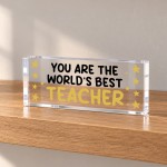 Worlds Best Teacher Acrylic Plaque Thank You Teacher Gift Worlds Best Teacher Acrylic Plaque Thank You Teacher Gift