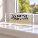 Worlds Best Teacher Acrylic Plaque Thank You Teacher Gift Worlds Best Teacher Acrylic Plaque Thank You Teacher Gift