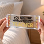 Worlds Best Teacher Acrylic Plaque Thank You Teacher Gift Worlds Best Teacher Acrylic Plaque Thank You Teacher Gift