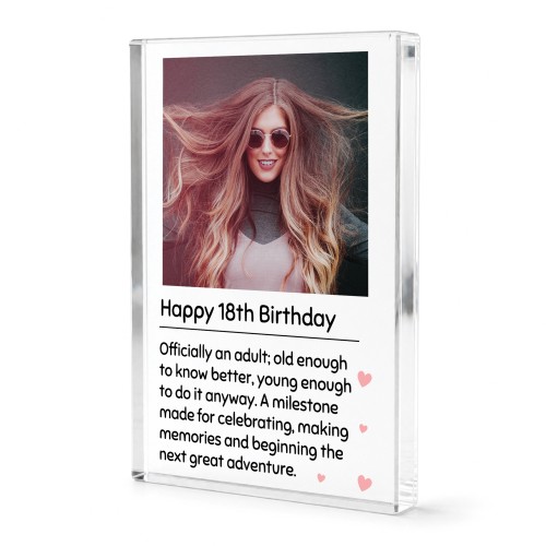 Personalised 18th Birthday Gift for Her Acrylic Block Personalised 18th Birthday Gift for Her Acrylic Block