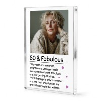 Personalised 50th Birthday Gift for Her 50 & Fabulous Block
