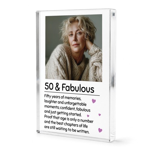 Personalised 50th Birthday Gift for Her 50 & Fabulous Block Personalised 50th Birthday Gift for Her 50 & Fabulous Block