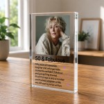 Personalised 50th Birthday Gift for Her 50 & Fabulous Block Personalised 50th Birthday Gift for Her 50 & Fabulous Block