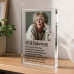 Personalised 50th Birthday Gift for Her 50 & Fabulous Block Personalised 50th Birthday Gift for Her 50 & Fabulous Block