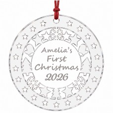 Personalised Babys First Christmas 2026 Bauble Acrylic Christmas