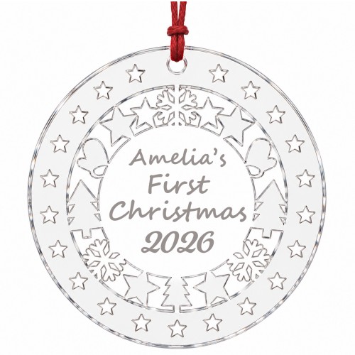 Personalised Babys First Christmas 2026 Bauble Acrylic Christmas Personalised Babys First Christmas 2026 Bauble Acrylic Christmas