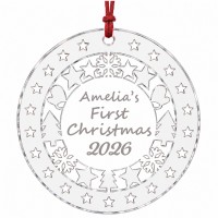 Personalised First Christmas Engaged 2026 Bauble Tree Decoration