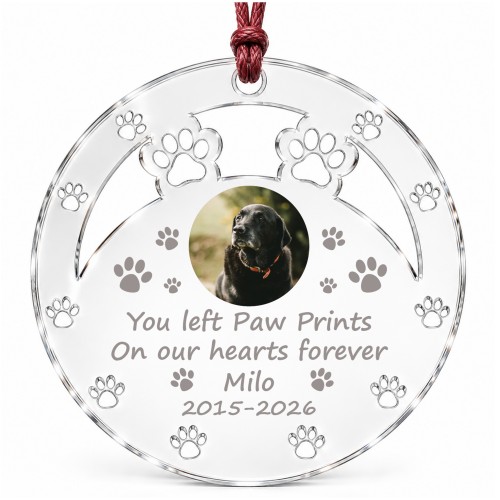 Personalised Pet Memorial Christmas Bauble with Photo Dog Cat