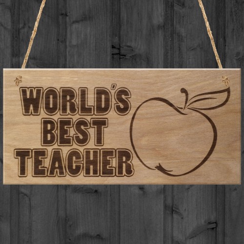 World's Best Teacher Plaque Hanging Wooden Gift