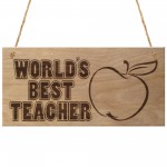 World's Best Teacher Plaque Hanging Wooden Gift