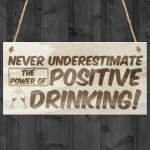 Never Underestimate The Power Of Positive Drinking Novelty Sign