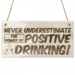 Never Underestimate The Power Of Positive Drinking Novelty Sign