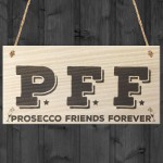 Prosecco Friends Forever Novelty Hanging Wooden Plaque