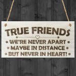True Friends Never Apart Cute Wooden Hanging Plaque Gift Sign