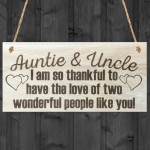 Auntie Uncle Thank You Wooden Hanging Plaque Gift Sign