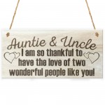 Auntie Uncle Thank You Wooden Hanging Plaque Gift Sign