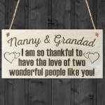 Nannys Grandad Thank You Wooden Hanging Plaque Gift Sign