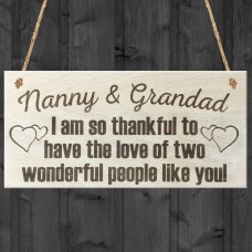 Nannys Grandad Thank You Wooden Hanging Plaque Gift Sign