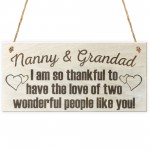 Nannys Grandad Thank You Wooden Hanging Plaque Gift Sign