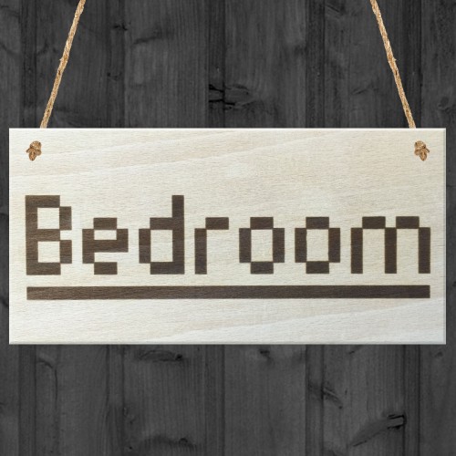Bedroom Pixels Wooden Hanging Shabby Chic Door Sign Plaque