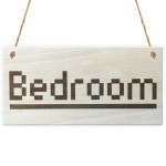 Bedroom Pixels Wooden Hanging Shabby Chic Door Sign Plaque