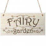 Fairy Garden Wooden Hanging Plaque Shabby Chic Fairies Sign