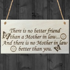 Best Mother In Law Hanging Wooden Plaque Friendship Gift Sign
