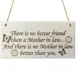 Best Mother In Law Hanging Wooden Plaque Friendship Gift Sign