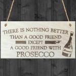 Good Friend With Prosecco Novelty Wooden Hanging Plaque Gift 