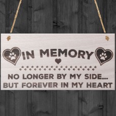 In Memory Pet Memorial Plaque Wooden Hanging Paw Prints Sign