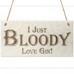 I Just Bloody Love Gin Novelty Wooden Hanging Plaque