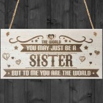 Sister You Are The World Wooden Hanging Plaque Love Gift Sign