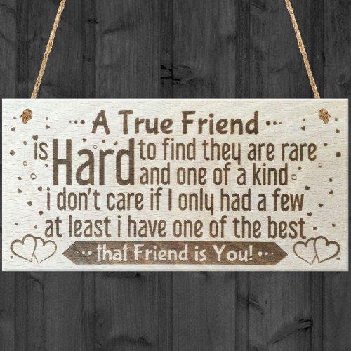 True Friend Is Hard To Find Wooden Hanging Friendship Plaque