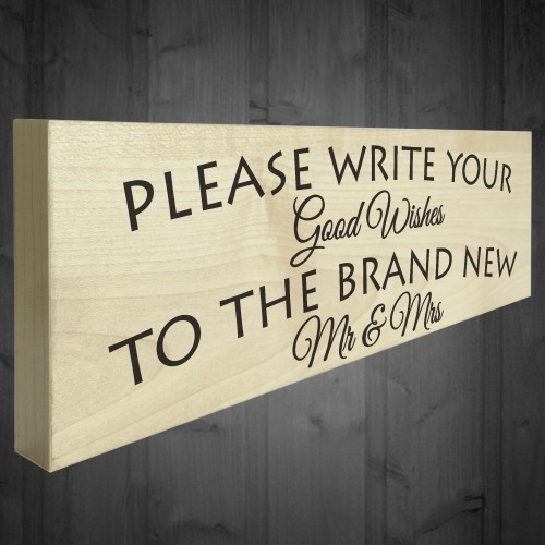 Good Wishes New Mr & Mrs Wooden Freestanding Plaque Wedding Sign