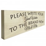 Good Wishes New Mr & Mrs Wooden Freestanding Plaque Wedding Sign