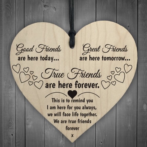 True Friends Are Here Forever Wooden Hanging Heart