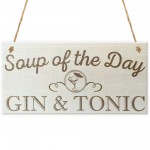 Soup Of The Day Gin & Tonic Novelty Wooden Hanging Plaque