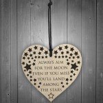 Always Aim For The Moon Wooden Hanging Heart