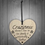 Craziness Gallops In Our Family Wooden Hanging Heart