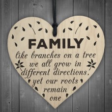 Family Roots Remain One Wooden Hanging Heart