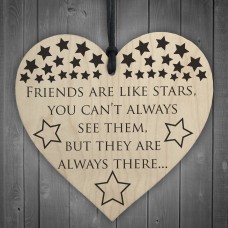 Friends Are Like Stars Wooden Hanging Heart