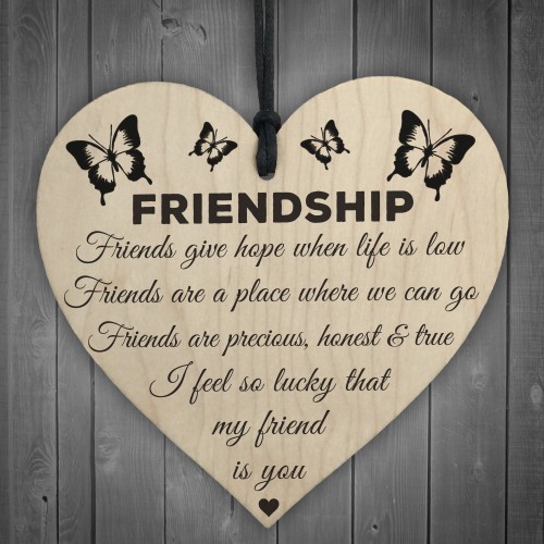 I'm Lucky My Friend Is You Wooden Hanging Heart