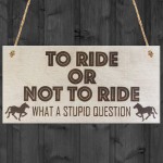 To Ride Or Not To Ride Horse Wooden Hanging Plaque