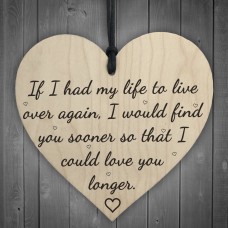 Love You Longer Wooden Hanging Heart Plaque Anniversary