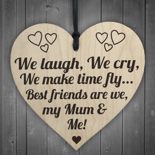 Best Friends My Mum & Me Wooden Hanging Heart Plaque