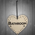 Bathroom Wooden Hanging Heart Plaque Toilet Door Sign