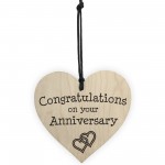 Congratulations On Your Anniversary Wooden Hanging Heart Plaque