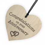Congratulations On Your Anniversary Wooden Hanging Heart Plaque