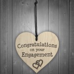 Congratulations On Your Engagement Wooden Hanging Heart Plaque
